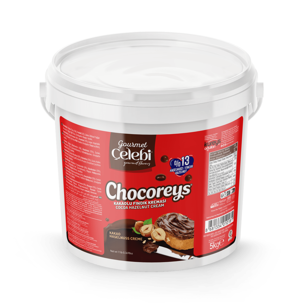 Celebiogullari Professional Cocoa Hazelnut Cream (13% Hazelnut) - 500g, 1kg & 5kg Buckets - TryAladdin