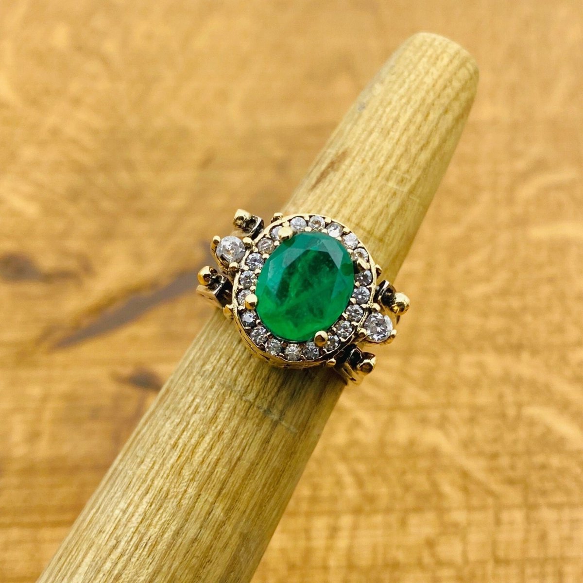 Reversible Ring, Aqua - Emerald Oval Stone - TryAladdin