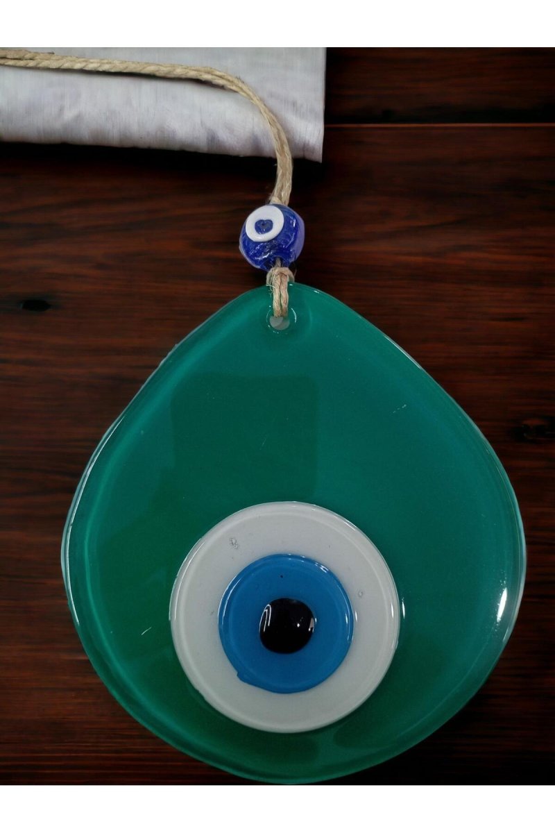 Blue Nazar Beaded Green Color Drop Pattern Handmade Wall Ornament - TryAladdin