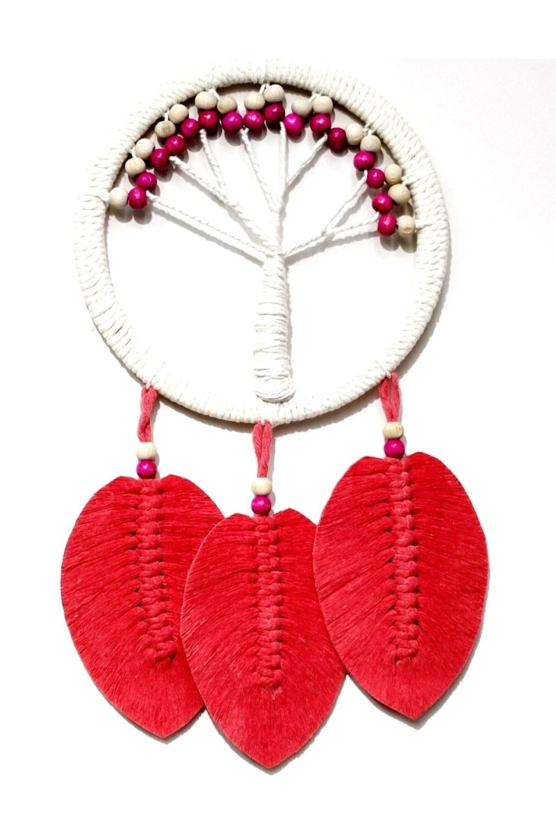 Pomegranate Blossom Color Leafed Tree of Life Macrame Wall Ornament - TryAladdin