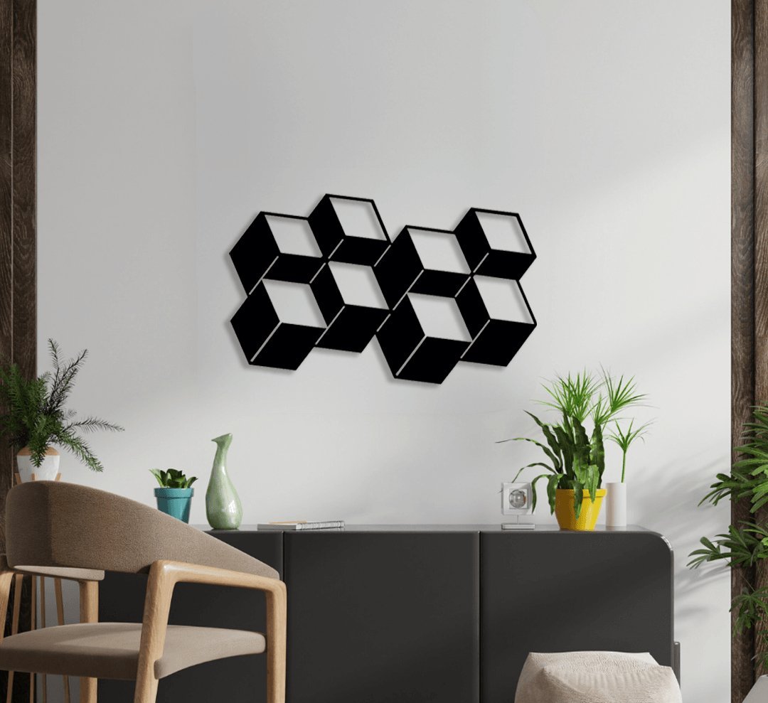 NR Dizayn | Cube Decorative Metal Wall Art - TryAladdin
