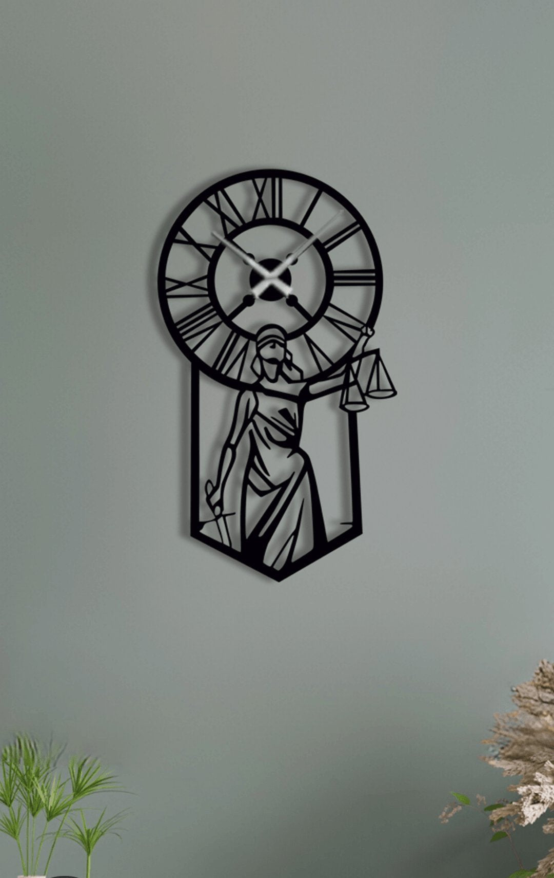 NR Dizayn | Justice Woman Decorative Metal Clock - TryAladdin