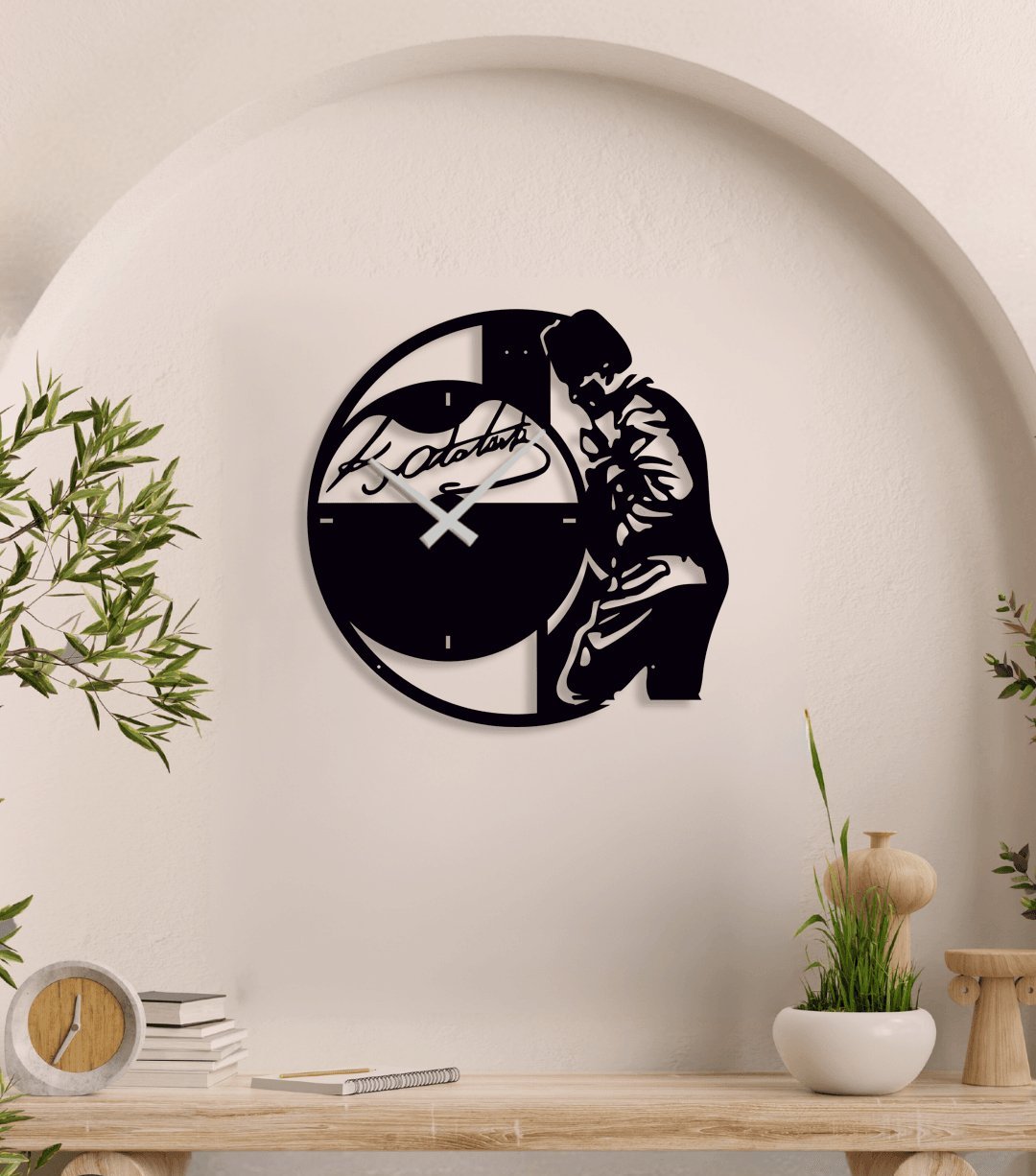 NR Dizayn | Mustafa Kemal Ataturk Decorative Metal Wall Clock - TryAladdin