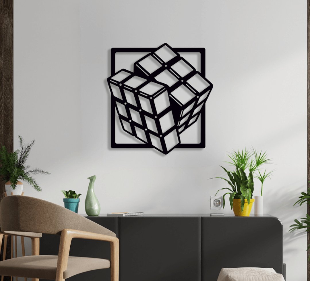 NR Dizayn | Rubix Cube Decorative Metal Wall Art - TryAladdin