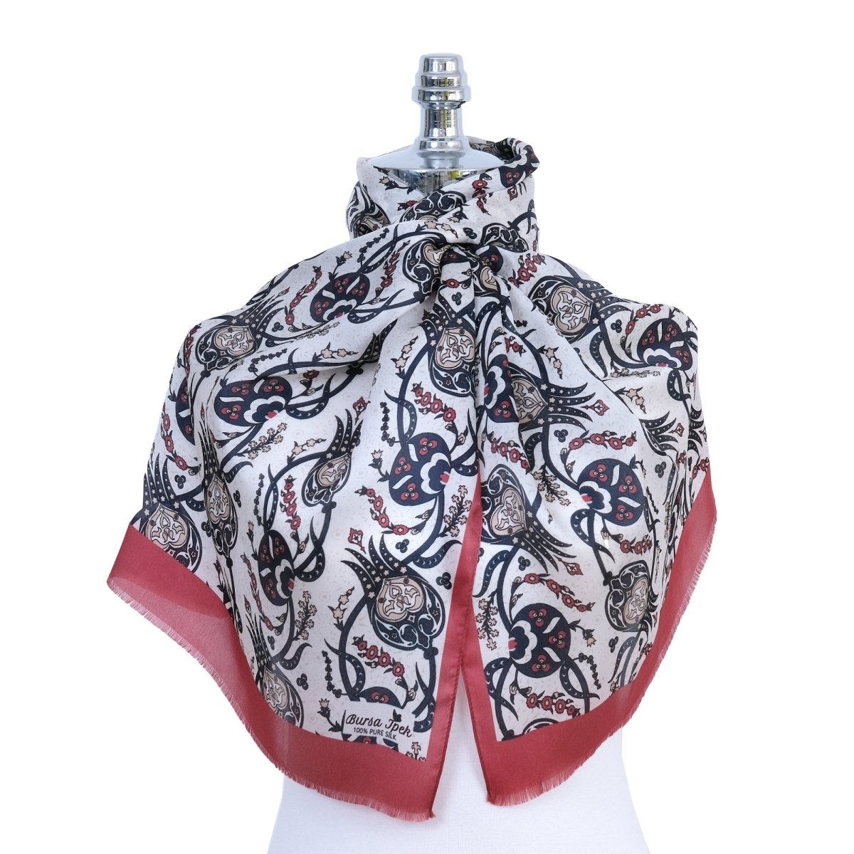 Sirali Lale Breathable Silk Scarf in Blood Red Color - TryAladdin