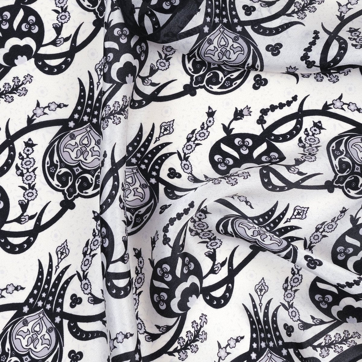 Sirali Lale Breathable Silk Scarf in Charcoal Color - TryAladdin