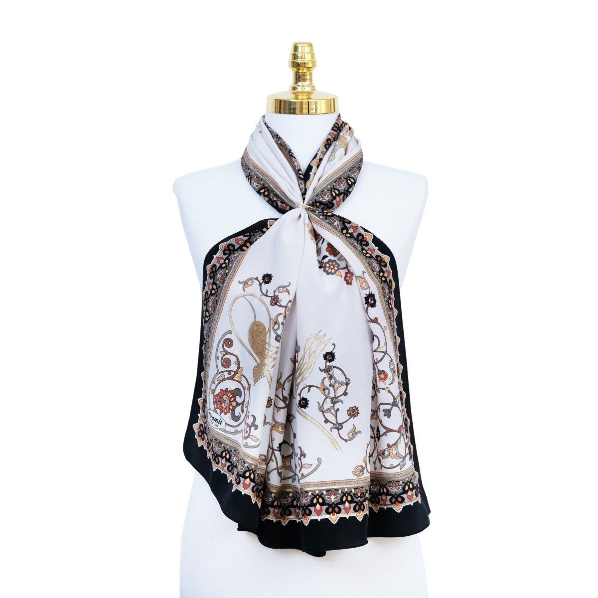 Tugra Breathable Lightweight Scarf in Black Color - TryAladdin