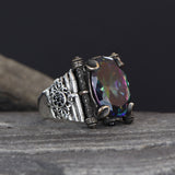 Tesbihevim | Men's Silver Ring with Mystic Topaz Stone - TryAladdin