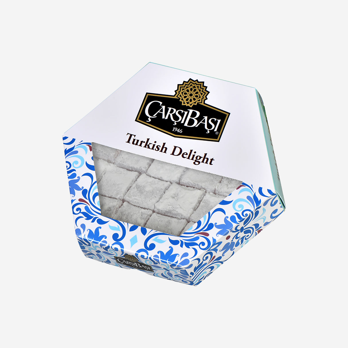 Carsibasi Classic Rose Turkish Delight (Güllü Lokum) - 300g Hexagonal Box