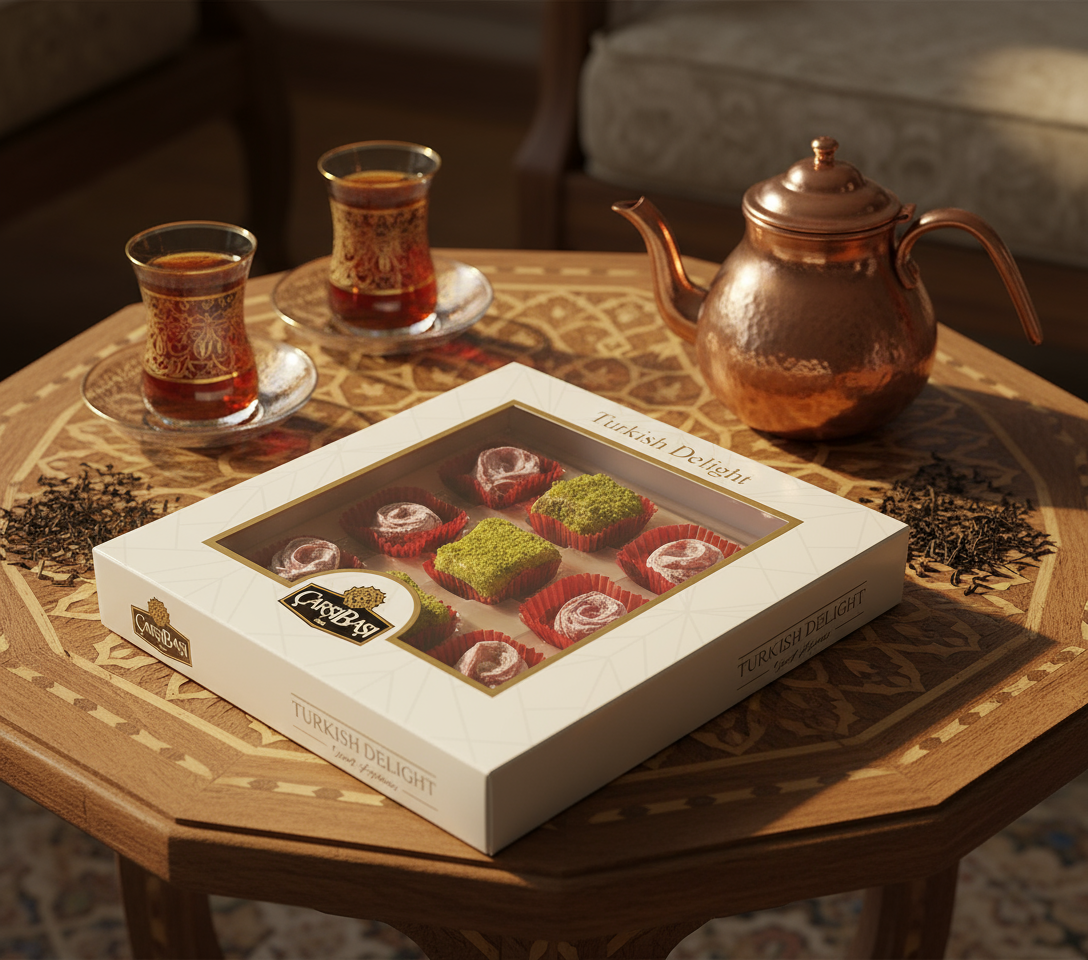 Carsibasi 프리미엄 모듬 터키쉬 딜라이트 (피스타치오 & 로즈) - 180g 선물 상자