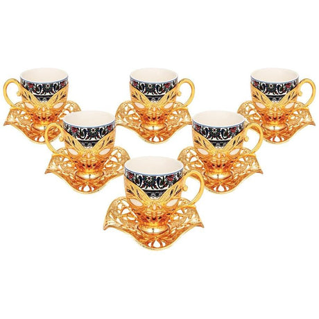 Acar | Turkish Coffee Set of Six - Busra - Topkapi - Gold - TryAladdin