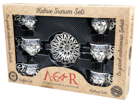 Acar | Turkish Coffee Set of Six - Sultan - Topkapi - White - TryAladdin