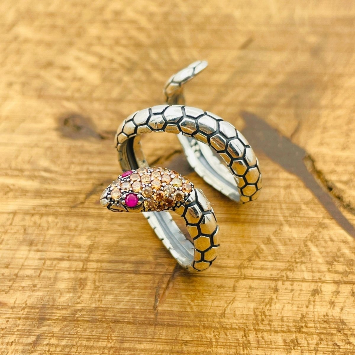 Adjustable Citrine Snake Ring - TryAladdin