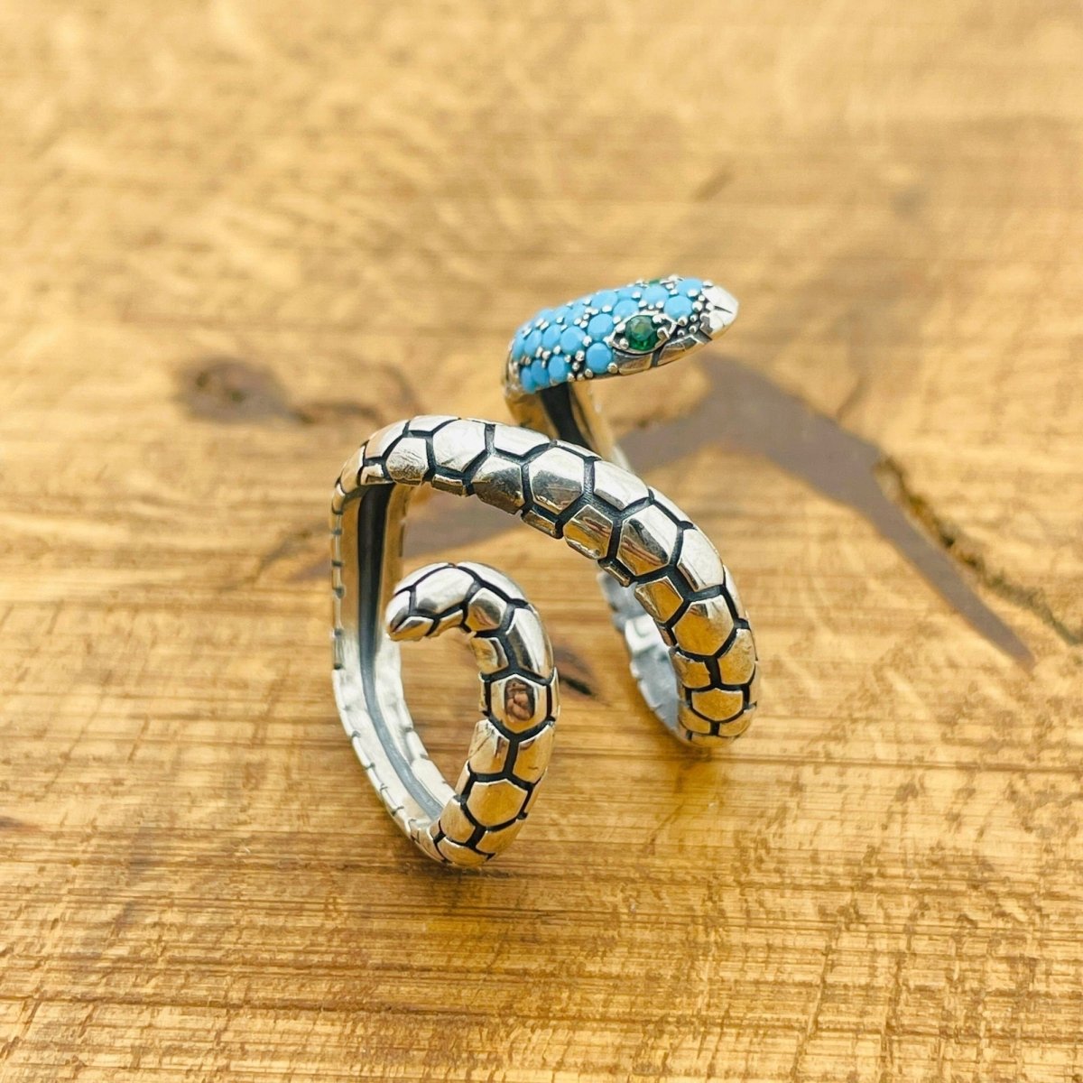 Adjustable Turquoise Snake Ring - TryAladdin