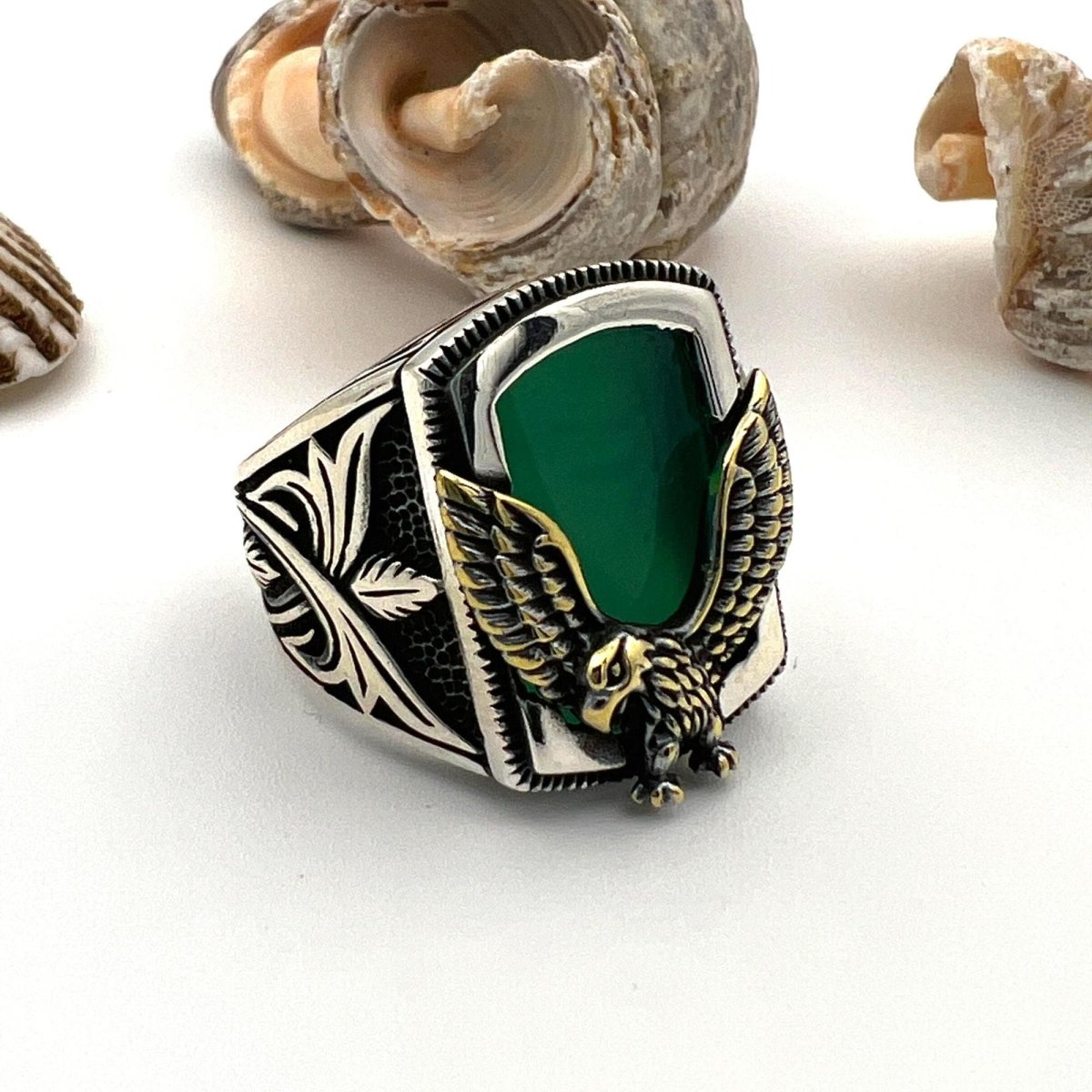 Agate Gemstone Eagle Ring Jewelry - TryAladdin