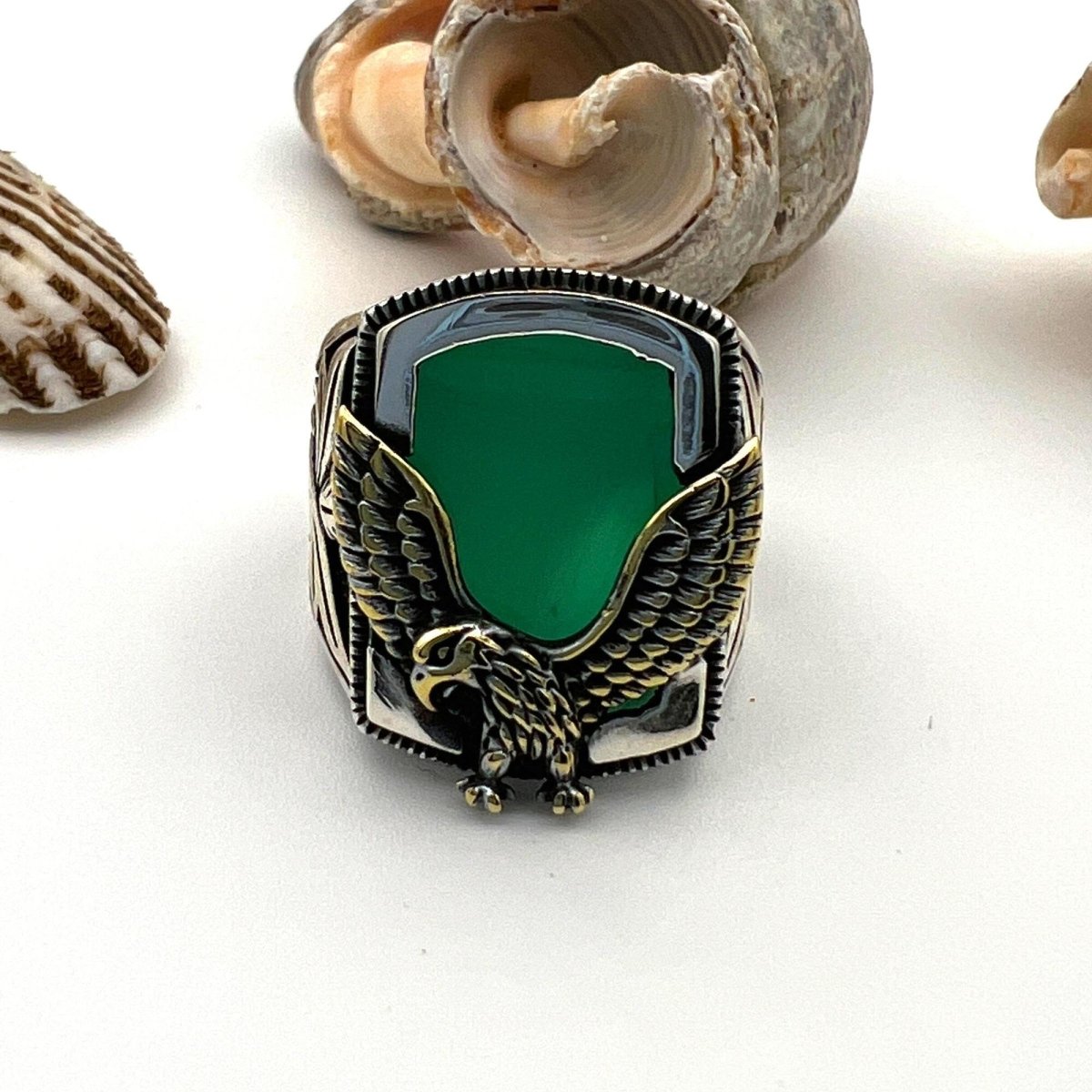 Agate Gemstone Eagle Ring Jewelry - TryAladdin