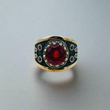 Istanbul Jewelry | Ruby Turkish Design Ottoman Handmade Silver Ring - TryAladdin