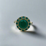 Istanbul Jewelry | Turkish Handmade Emerald Silver Ring with Floral Pattern - TryAladdin