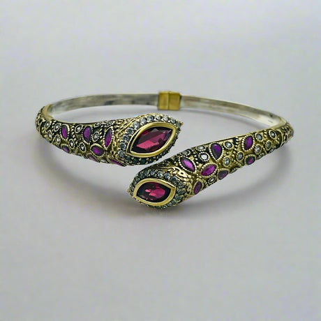 Istanbul Jewelry | Handmade Ruby Stone Ottoman Silver Bracelet - TryAladdin