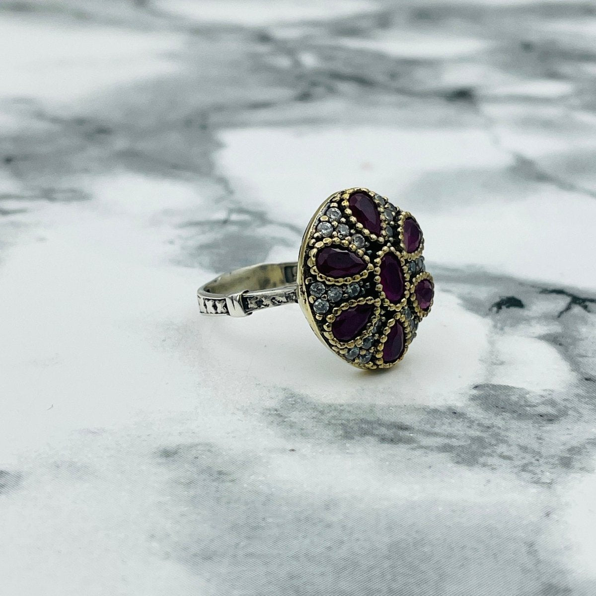 Istanbul Jewelry | Ruby Ottoman Style Handmade Silver Ring - TryAladdin