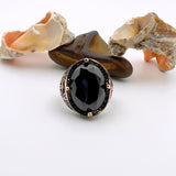 Black Onyx Oval Stone Men's Ring - TryAladdin