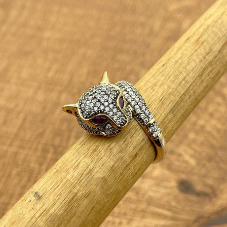 Black Zircon Tiger Head Ring - TryAladdin