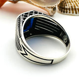 Blue Sapphire Squared Stone Men's Ring - TryAladdin