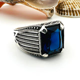 Blue Sapphire Squared Stone Men's Ring - TryAladdin