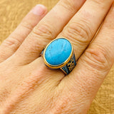 Blue Turquoise Silver Ring for Men - TryAladdin