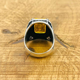 Citrine Stone Square Ring - TryAladdin