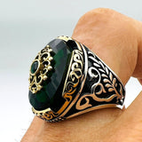 Green Emerald Oval Stone Men's Ring - TryAladdin