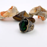 Green Emerald Oval Stone Men's Ring - TryAladdin