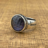 Handmade Minimalist Oval Blue Zircon Silver Ring - TryAladdin