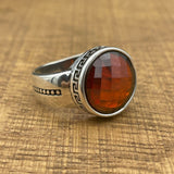 Handmade Minimalist Oval Red Zircon Silver Ring - TryAladdin