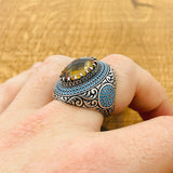 Handmade Ottoman Multi - Color Zultanite Stone Men's Ring - TryAladdin