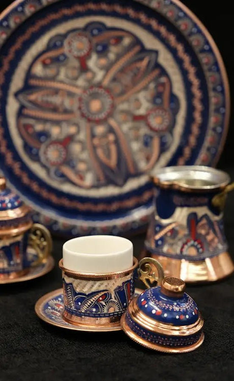 La Tienda De Pepe | Special Blue Embroidered 6 - piece Coffee Set - TryAladdin