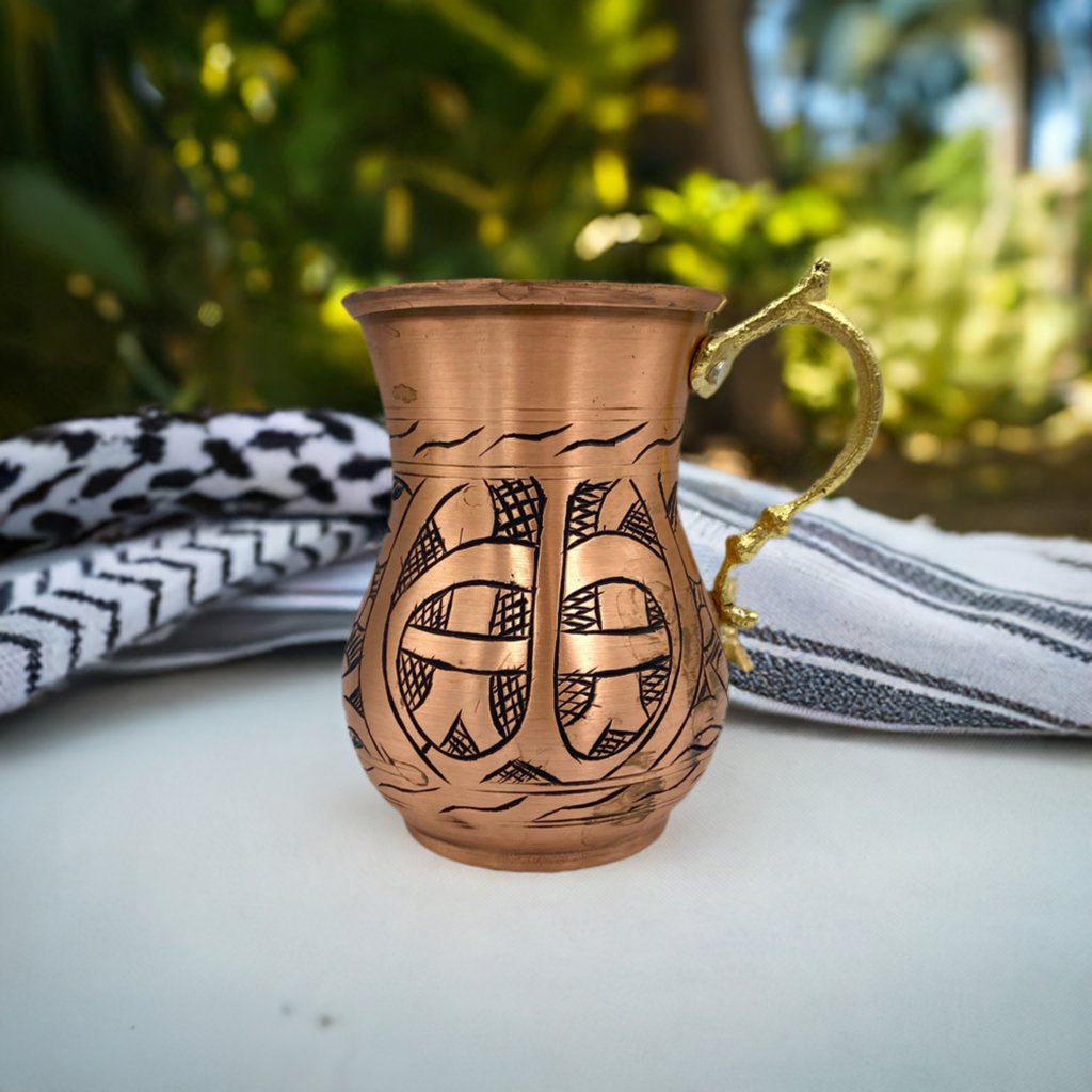 Lavina | Copper Cup with Black Line Pattern (10 cm) - TryAladdin