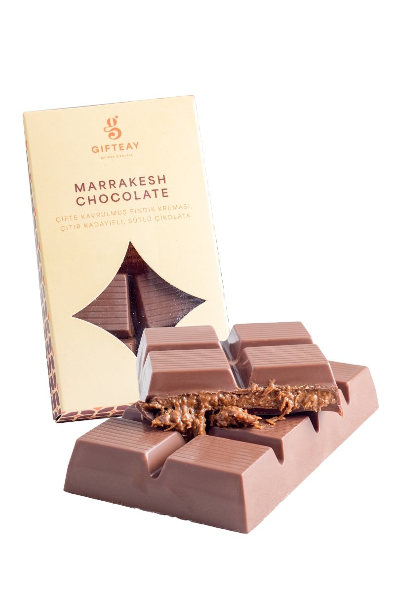 Marrakesh Chocolate: Double Roasted Hazelnut Cream & Crispy Kadayif Milk Chocolate - TryAladdin