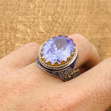 Men’s Amethyst Oval Ring - TryAladdin