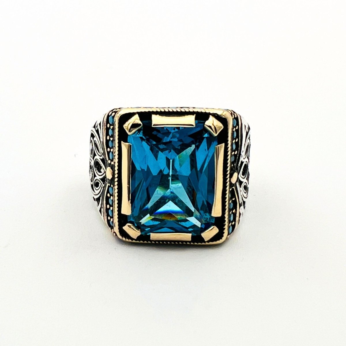 Men's Aquamarine Blue Stone Ring - TryAladdin