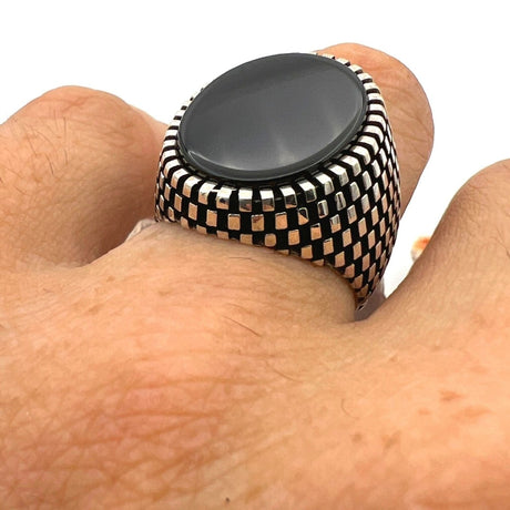 Men's Black Onyx Oval Ring - TryAladdin