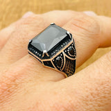 Men's Black Zircon Square Ring - TryAladdin