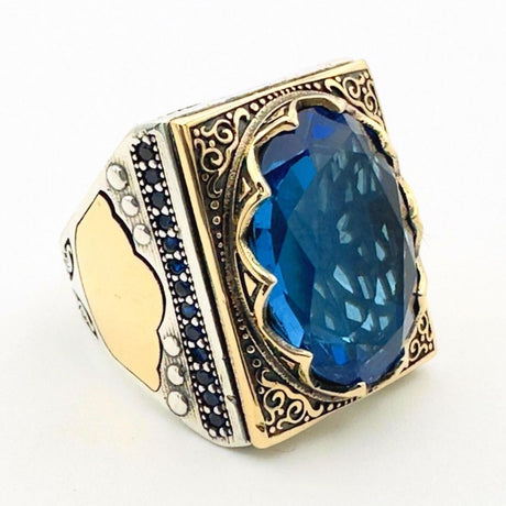 Men's Blue Sapphire Stone Ring - TryAladdin