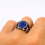 Men's Blue Sapphire Sword - Detail Ring - TryAladdin