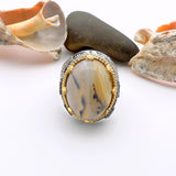 Men's Brown Agate Stone Silver Ring - TryAladdin