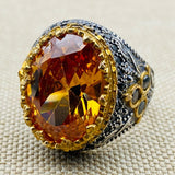 Men's Citrine Silver Ring - TryAladdin