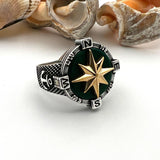 Men's Green Agate Stone Silver Ring - TryAladdin