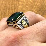 Men’s Green Emerald Ottoman Ring - TryAladdin