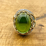 Men's Green Topaz Oval Ring - TryAladdin