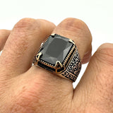 Men's Handmade Black Onyx Stone Silver Ring - TryAladdin